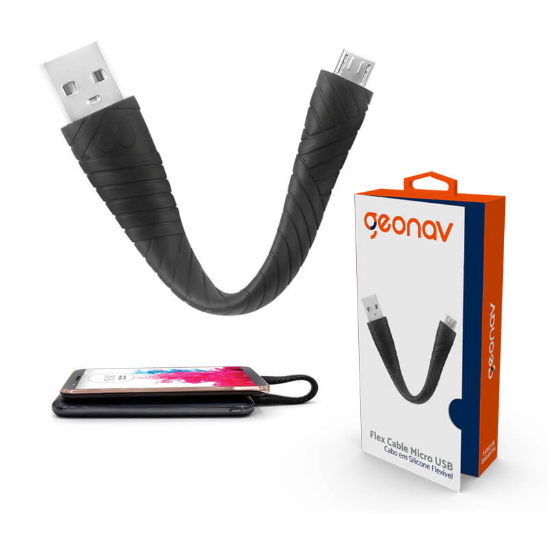 Geonav Cabo USB-C (tipo C) para USB, nylon trançado, 1MT, ESC05, Preto